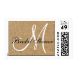 Burlap Wedding Monogram Bridal Shower Postage