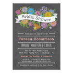Chalkboard Floral Banner Bridal Shower Invitation