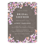Chalkboard Floral Pink Bridal Shower Invitations