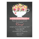 Chalkboard Flower Tea Cup Bridal Shower Invitation