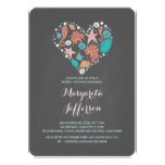 Chalkboard heart beach bridal shower invite