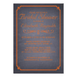 Chalkboard Orange Bridal Shower Invitations