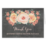 Chalkboard Peach Floral Bridal Shower Thank You Card