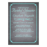 Chalkboard Teal & Silver Bridal Shower Invitations