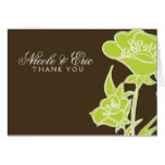 Chartreuse and Brown Floral Thank You Cards