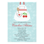 Cherry Apron Bridal Shower Invitation Red and Blue