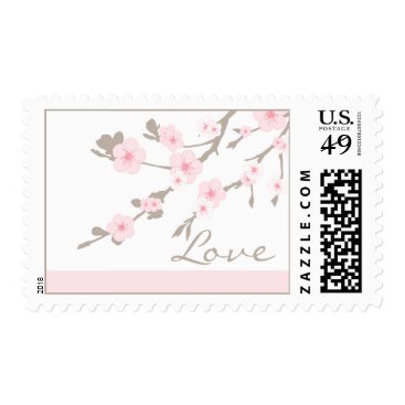 Cherry Blossom Modern Wedding Day Stamp