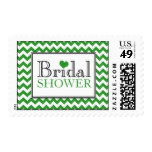 Chevron Green & White Bridal Shower Postage Stamps