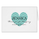 Chevron pattern heart maid of honor thank you card