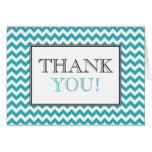 Chevron Turquoise & White Thank You Card