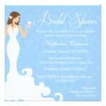 Chic Blue Wine Damask Bridal Shower Invitation