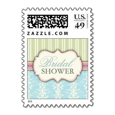 Chic Damask & Stripe Bridal Shower Postage