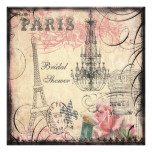 Chic Eiffel Tower & Chandelier Bridal Shower Card
