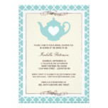Chic Tan & Teal Teapot Bridal Shower Tea Party Card