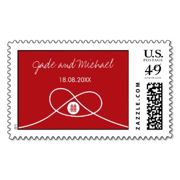 Chinese Wedding Red Knot Double Happiness Stamp