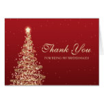 Christmas Thank You Bridesmaid Red Gold Card