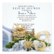 Cold Winter Gold Ribbon Holiday Bridal Shower Card