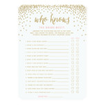 Confetti Shower | Who Knows the Bride Best Cards