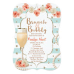 Coral and Aqua Brunch and Bubbly Bridal Shower Card