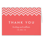 Coral and White Chevron Wedding Thank You Cards