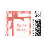 Coral Bow & White Dots Bridal Shower Postage