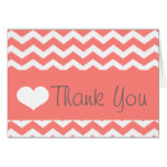 Coral Chevron Thank You Note Card