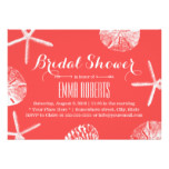 Coral Red Beach Theme Seashells Bridal Shower Card