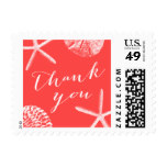 Coral Red Beach Theme Seashells Thank You Postage