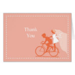 Coral Rose Bicycle Couple Thank You Note Card