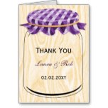 country gingham cover mason jar thank you card