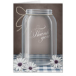 Country Mason Jar Daisy Blue Thank You cards