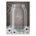 Country Mason Jar Daisy Green Thank You cards