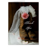 Country Rose and Cowboy Boots Wedding Thank You Card