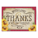 Country Sunflowers Gingham Check Rustic Thank You Card