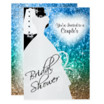 Couple's Bridal Shower in an Elegant Beach Glitter Card