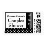 Couples Shower Black White Polka Dot Custom Name Postage