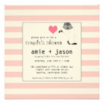 Couples Shower Cocktail Party Modern Pink Cream Card