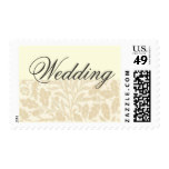 Cream Damask Floral Vines Wedding Postage Stamps