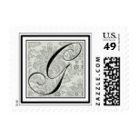 Custom Monogram Initial -Damask Script G Postage Stamp