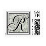 Custom Monogram Initial -Damask Script R Postage Stamp