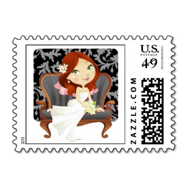 Cute Cartoon Bride Bridal Shower Postage