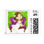 Cute Cartoon Bride Bridal Shower Postage