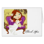 Cute Cartoon Bride Bridal Shower Thank You Card