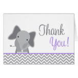 Cute Elephant Chevron Purple Thank You Card