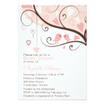 Cute Pink Love Birds Bridal Shower Invitation