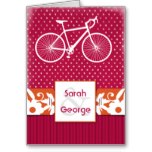 cute pink polka dots bicycle wedding Thank You Card