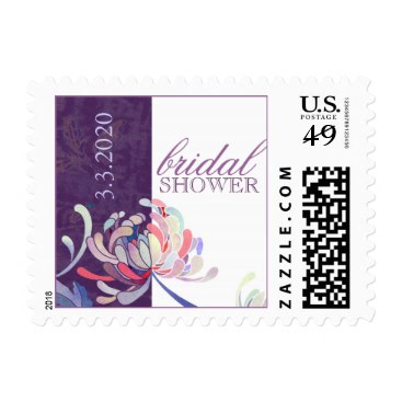 Cute Purple Mum Fall Bridal Shower Invitation Postage Stamps