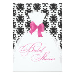 Damask Bridal Shower Wedding Dress Hot Pink Card