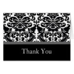 Damask Charcoal Grey Thank You Note Card