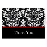 Damask Merlot Red Thank You Note Card